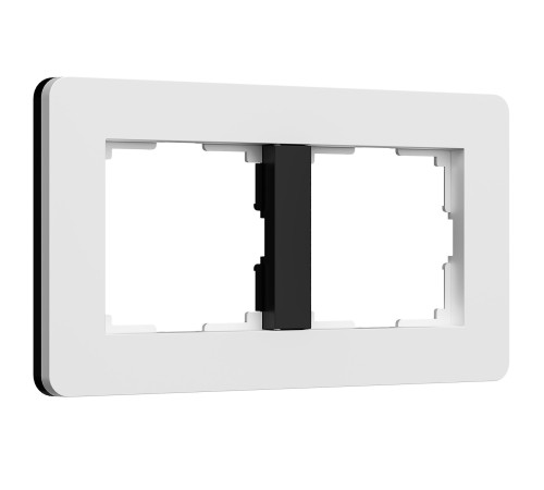 Рамка из поликарбоната на 2 поста Split белый/черный, soft-touch W0023068