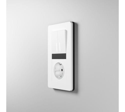 Рамка из поликарбоната на 2 поста Split белый/черный, soft-touch W0023068