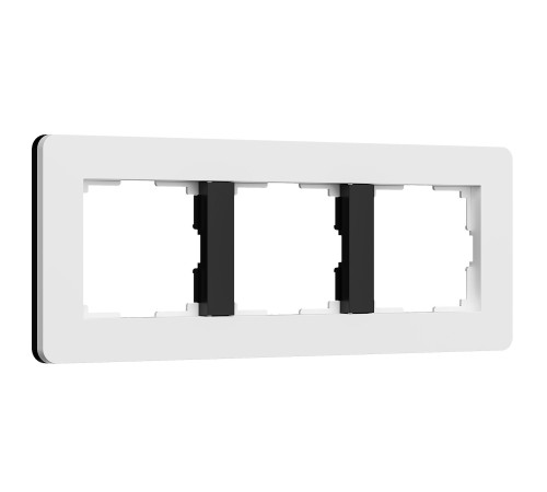 Рамка из поликарбоната на 3 поста Split белый/черный, soft-touch W0033068