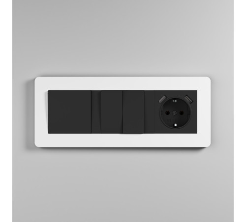 Рамка из поликарбоната на 3 поста Split белый/черный, soft-touch W0033068