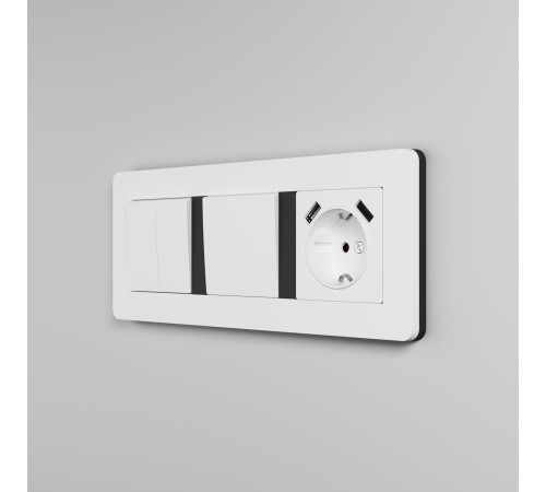 Рамка из поликарбоната на 3 поста Split белый/черный, soft-touch W0033068