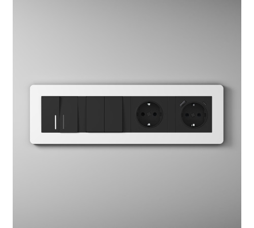 Рамка из поликарбоната на 4 поста Split белый/черный, soft-touch W0043068