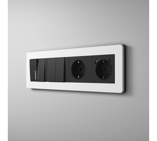 Рамка из поликарбоната на 4 поста Split белый/черный, soft-touch W0043068