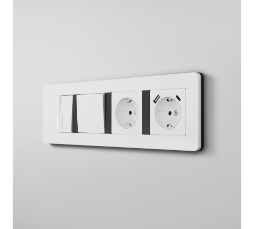 Рамка из поликарбоната на 4 поста Split белый/черный, soft-touch W0043068