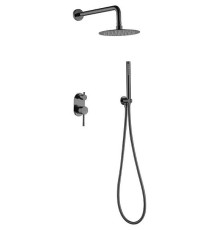Душевой комплект Boheme Uno смеситель встраиваемый с верхним и ручным душем shine gun metal 464-SGM