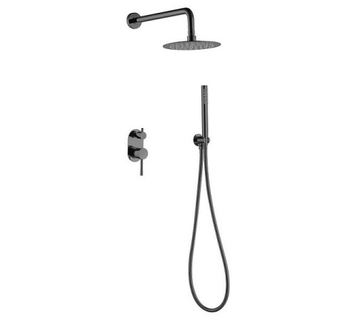Душевой комплект Boheme Uno смеситель встраиваемый с верхним и ручным душем shine gun metal 464-SGM