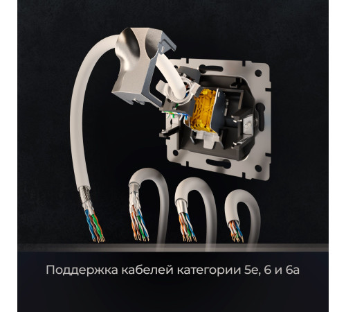 Розетка Ethernet RJ-45 cat. 6A экранированная (черный матовый) W5120108