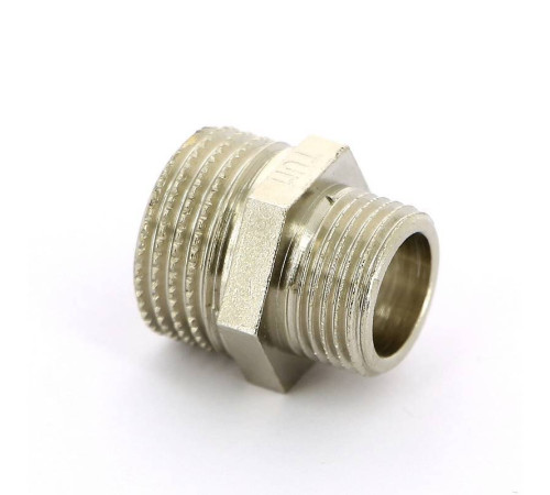 Ниппель резьбовой переходной Tiemme 1/2 x 3/8 НН никелированный 1500196