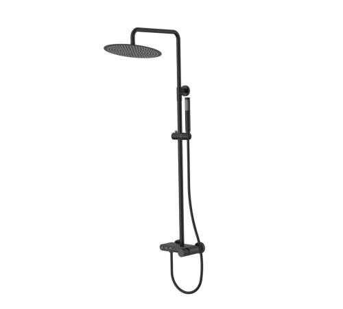 Душевая стойка Boheme Stick Spirale со смесителем и верхним душем 30 см черный 128-BB.4