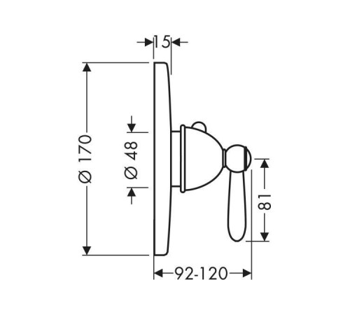 Термостат для душа AXOR Carlton Highflow наружная часть хром 17712000