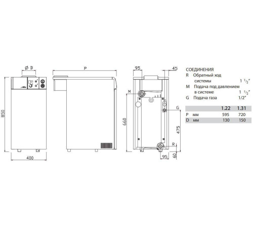 Котел газовый напольный Baxi SLIM EF 1.22 энергонезависимый открытая камера A7116065