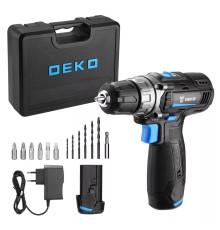 Дрель-шуруповерт аккумуляторная DEKO DKCD12V PRO 12 В 2x2.0 Ач кейс + набор 13 шт DKCD12V PRO