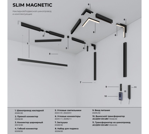 Slim Magnetic R01 Трековый светильник 6W 4200K черный 85011/01 85011/01