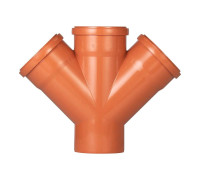 Крестовина одноплоскостная Политэк 110x110x110 мм 45° для наружной канализации 111111045