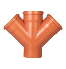 Крестовина одноплоскостная Политэк 110x110x110 мм 45° для наружной канализации 111111045