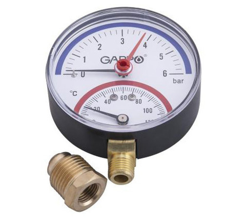 Термоманометр радиальный Gappo с автоматическим запорным клапаном 1/2 6 бар 1441532