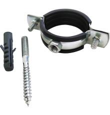 Хомут оцинкованный с резиновым уплотнителем VALFEX РМ 48-52 мм 1 1/2 дюйма со шпилькой M8x80 и дюбелем 1308173