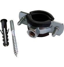 Хомут оцинкованный с резиновым уплотнителем VALFEX 87-92 мм 3 дюйма со шпилькой M8x80 и дюбелем 1169520