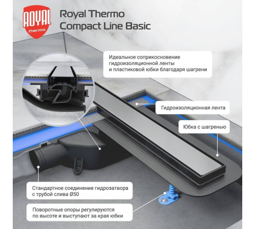 Лоток душевой Royal Thermo Compact Line Basic 800 с сухим затвором RTE 07.080