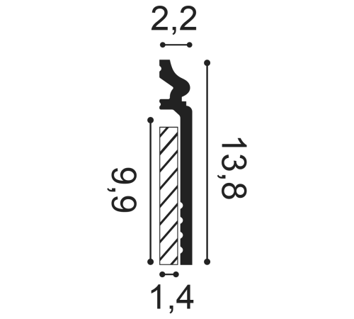 Плинтус Orac Decor CONTOUR накладной SX186