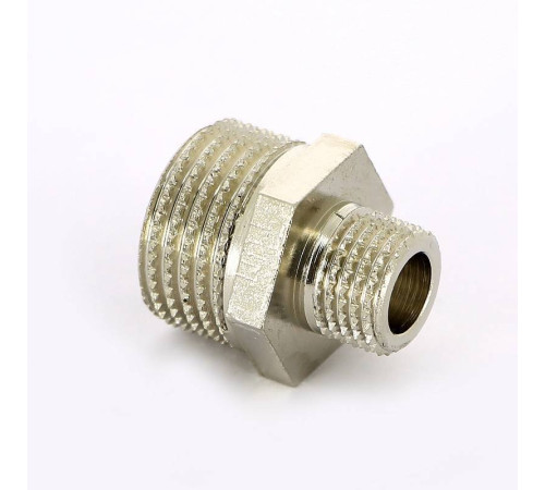 Ниппель резьбовой переходной Tiemme 1/2 x 1/4 НН никелированный 1500707