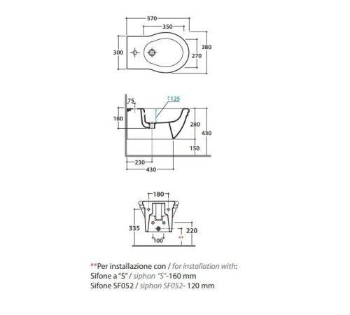 Биде подвесное Globo Paestum 570х380 мм белый глянцевый PAS10BI
