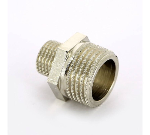 Ниппель резьбовой переходной Tiemme 1/2 x 1/4 НН никелированный 1500707