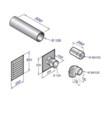 Базовый набор для подсоединения дымохода De Dietrich Ø 80/125 мм PPS/алюминий 100017527