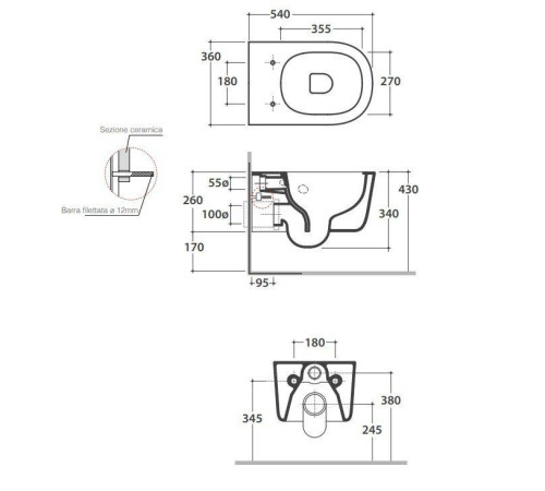 Унитаз подвесной безободковый Globo Lalita 540x360 мм белый глянцевый LTS02BI