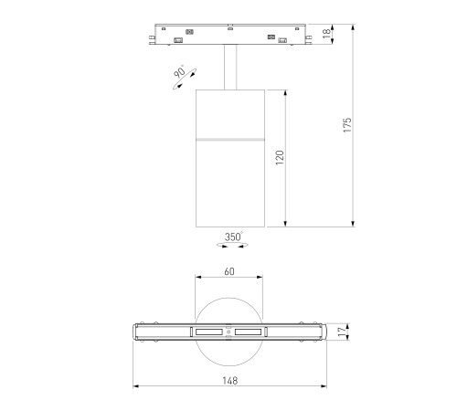 Умный трековый светильник 12W 2700-6500K Dim R02 Slim Magnetic 85075/01