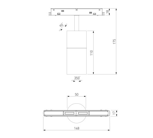 Умный трековый светильник 6W 2700-6500K Dim R01 Slim Magnetic 85074/01
