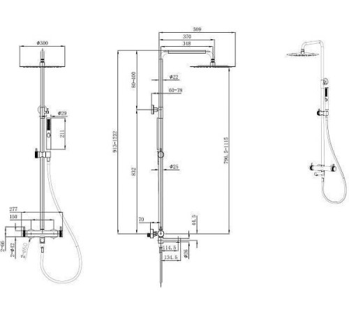 Душевая стойка Allen Brau Priority с изливом 27.7x50.9x123.2 см никель браш 5.31A10-BN