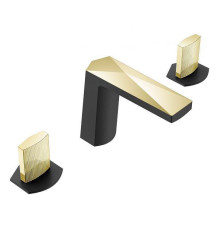 Смеситель для раковины Boheme Venturo врезной на 3 отверстия Touch черный матовый/золото матовое 150-BG-TOUCH