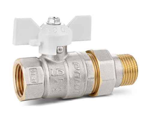 Кран шаровой LD Pride НВ 1/2 полнопроходной с разъемным соединением белая бабочка 47.306.15 W