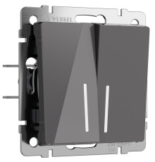 Выключатель двухклавишный проходной с подсветкой (графит акрил) W1122144