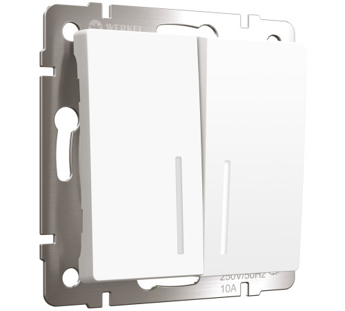 Выключатель двухклавишный с подсветкой (белый матовый) W1120161