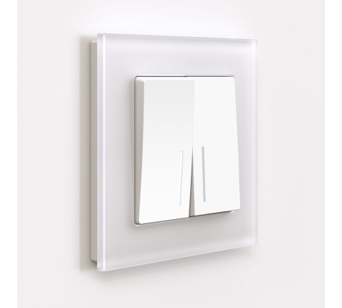 Выключатель двухклавишный с подсветкой (белый матовый) W1120161