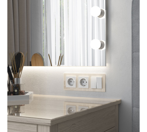 Выключатель двухклавишный с подсветкой (белый матовый) W1120161