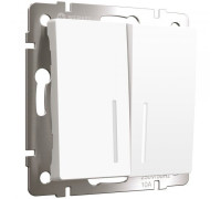 Выключатель двухклавишный с подсветкой (белый матовый) W1120161