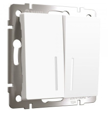 Выключатель двухклавишный с подсветкой (белый матовый) W1120161