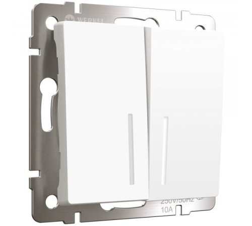 Выключатель двухклавишный с подсветкой (белый матовый) W1120161