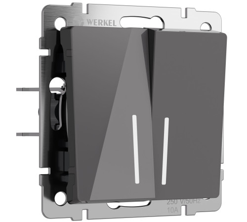 Выключатель двухклавишный с подсветкой (графит акрил) W1120144