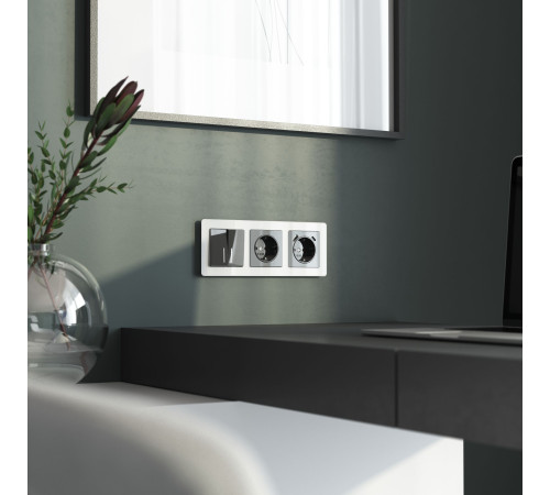 Выключатель двухклавишный с подсветкой (графит акрил) W1120144