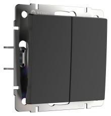 Выключатель двухклавишный с самовозвратом (черный матовый) W1122408