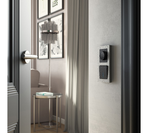 Выключатель одноклавишный проходной с подсветкой черный W1212108