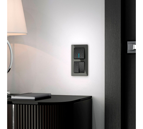 Выключатель одноклавишный проходной с подсветкой черный W1212108