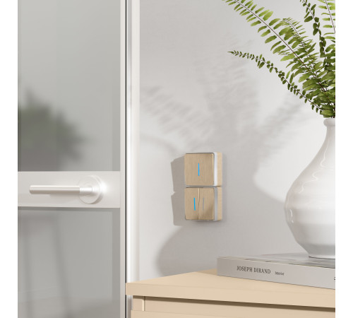 Выключатель одноклавишный с подсветкой Gallant шампань рифленый W5010110