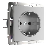 W1171106/ Розетка с заземлением и шторками (серебряный) W1171106