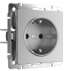 W1171106/ Розетка с заземлением и шторками (серебряный) W1171106