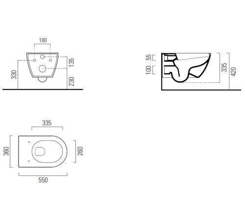 Унитаз подвесной безободковый GSI Pura 550x360 мм Swirlflush Ardesia Matte 8815FR526
